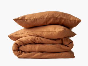 Pure Linen Bedding Set in Cinnamon Brown, duvet cover and pillowcases