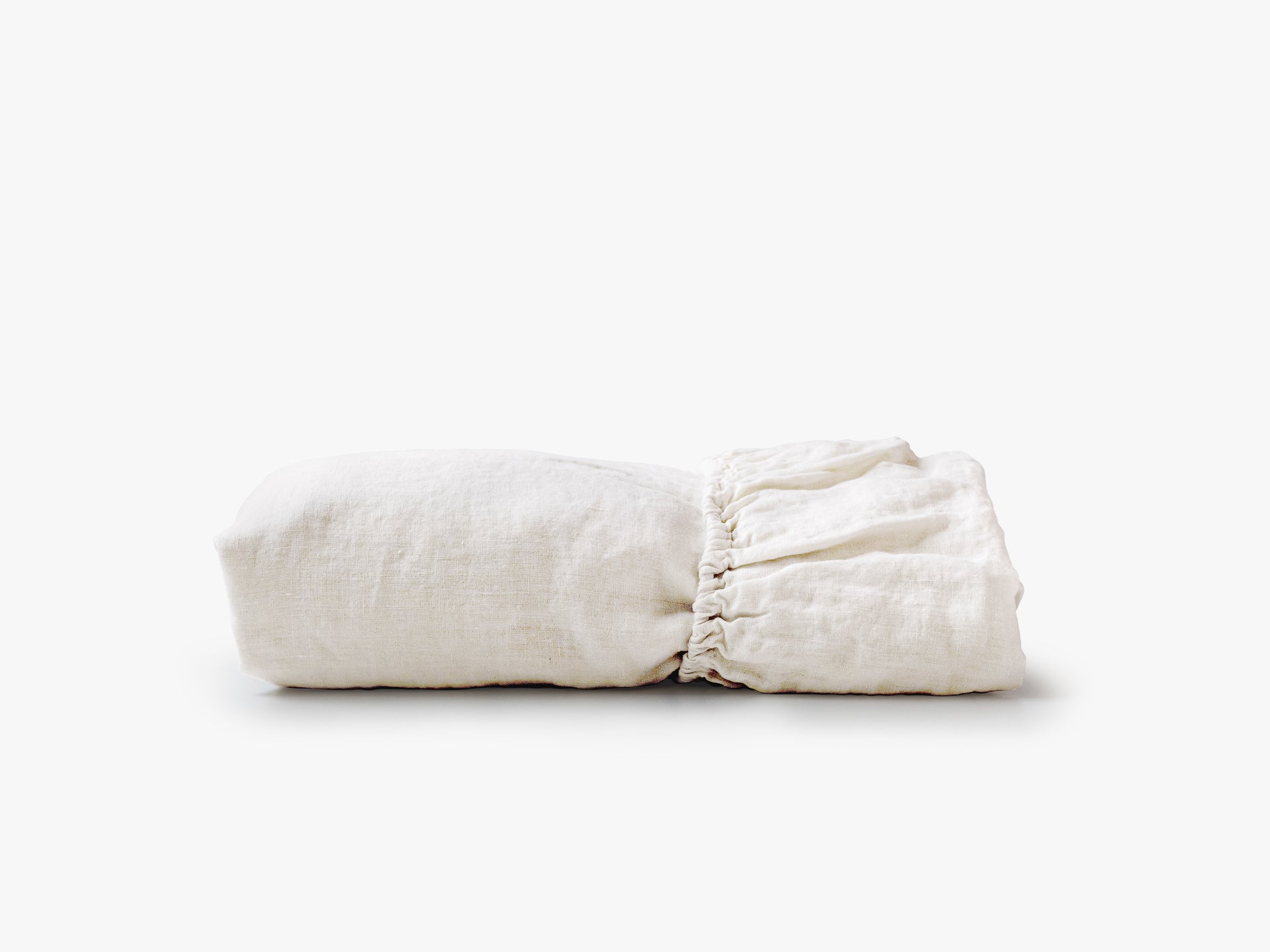 Lagodie Product Photo  - Folded Linen Fitted Sheet - Off White