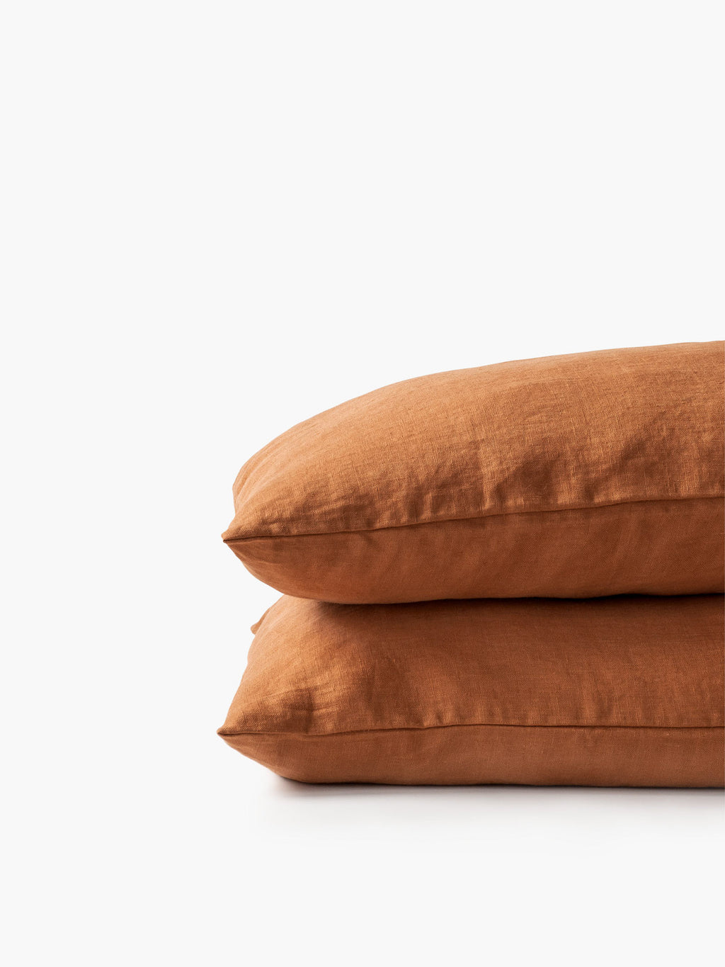 Softened Linen Pillowcase in Caramel Brown by Lagódie