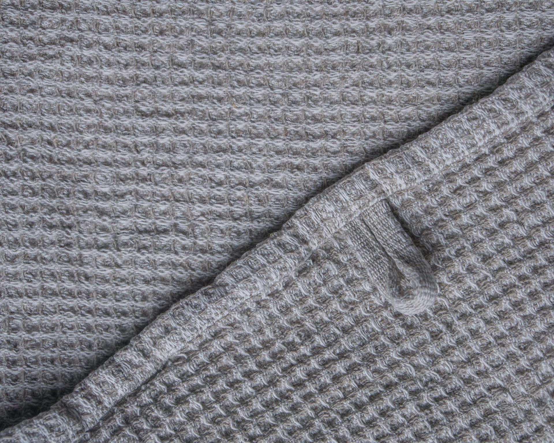 Linen Waffle Towel CloseUp - Natural Taupe - Lagodie Product Photo