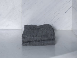 Pair of Linen Waffle Face Towels - Grey 30x45 - Lagodie Product Photo